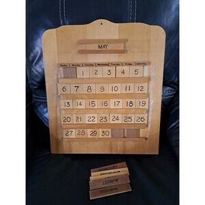 Vintage‎ Folk Art Perpetual Wood Tile Calendar 19x 16.5" Complete